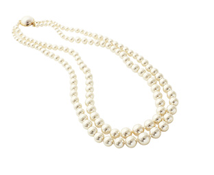 Double-strand Graduated Pearl Necklace, 18"