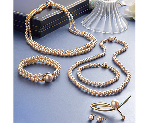Double-strand Graduated Pearl Necklace, 18"