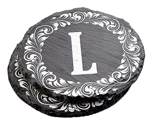 Slate Initial Coasters - Set of 2