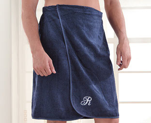 Gentlemens Cotton Monogrammed Bath Wrap 