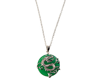 Silver and Jade Dragon Pendant 