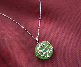 Silver and Jade Dragon Pendant 