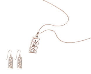 Rennie Mackintosh Silver Leaf Pendant and Earrings - SAVE 5 