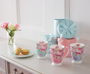 Set of Three Fine China Mugs 