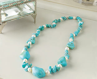 Genuine Turquoise and Pearl Necklace 