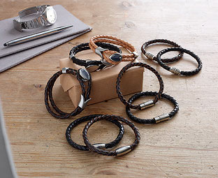 Mens Braided Leather Bracelet 