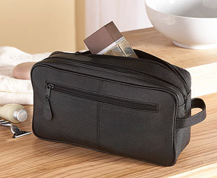 Personalised Mens Leather Washbag 