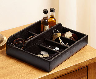Mens Leather Nightstand Organiser 