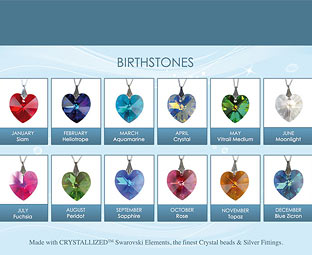 Crystal Heart Birthstone Pendants 