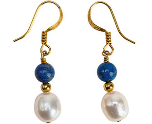 Lapis and Pearl Earrings 