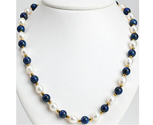 Lapis and Pearl Necklace 