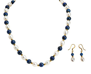 Lapis and Pearl Two-piece Jewellery Set - SAVE 10 