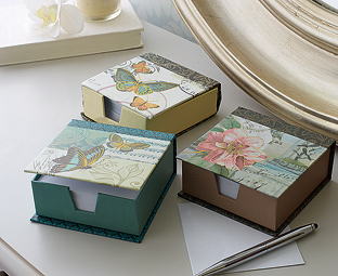 Butterfly and Flowers Memo Boxes, Set of 3 