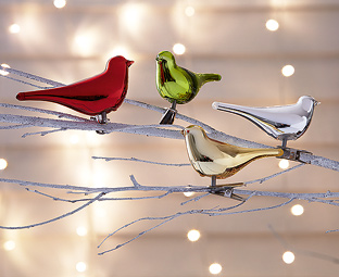 Glass Bird Ornaments 