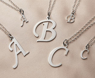 Large Silver Initial Necklace 