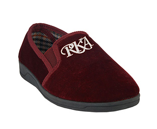 Men's Burgundy Velour Slippers 