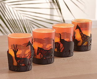 African Safari Tea Light Holders - Set of 4 