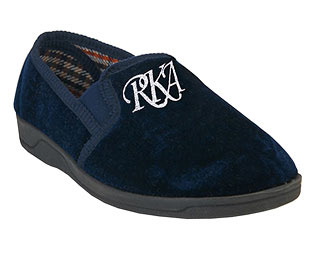 Men's Navy Velour Slippers 