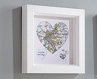 Framed Map - Heart 