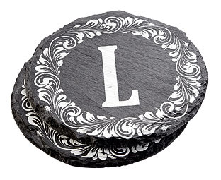 Slate Initial Coasters - Set of 2 