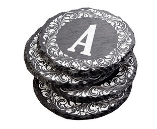 Slate Initial Coasters - Set of 4 