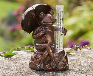 Bronze-Finish Frog Rain Gauge 