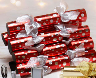 Red & Silver Polka Dot Christmas Crackers (12)  Half Price Offer 