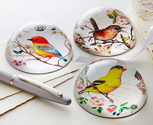 Bird Glass Paperweights Trio  Half Price Offer! 