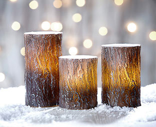 Set of 3 Winter Wonderland LED Wax Candles 