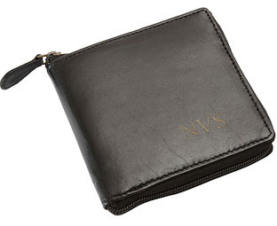 Mens Zip-Up Leather Wallet with RFID Protection 