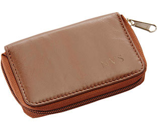 Mens Zip Up Leather Cardholder With RFID Protection 