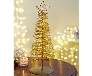 Spun Gold LED Tabletop Christmas Tree 