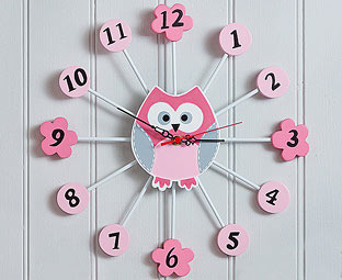 Petunia Pink Owl Wall Clock 