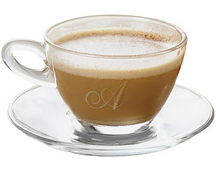 Personalised Glass Cappuccino Cup & Saucer 