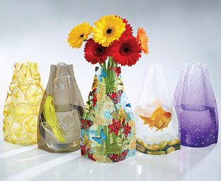 Flat-Pack Plastic Vases (5) 