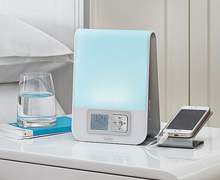 Deluxe Sunrise Clock Radio and Smartphone Stand 