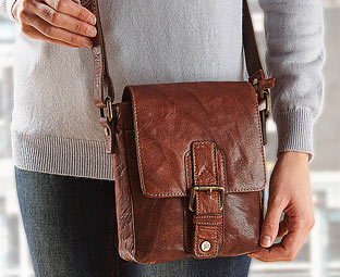 Ladies Leather Cross-Body Saddle Bag 